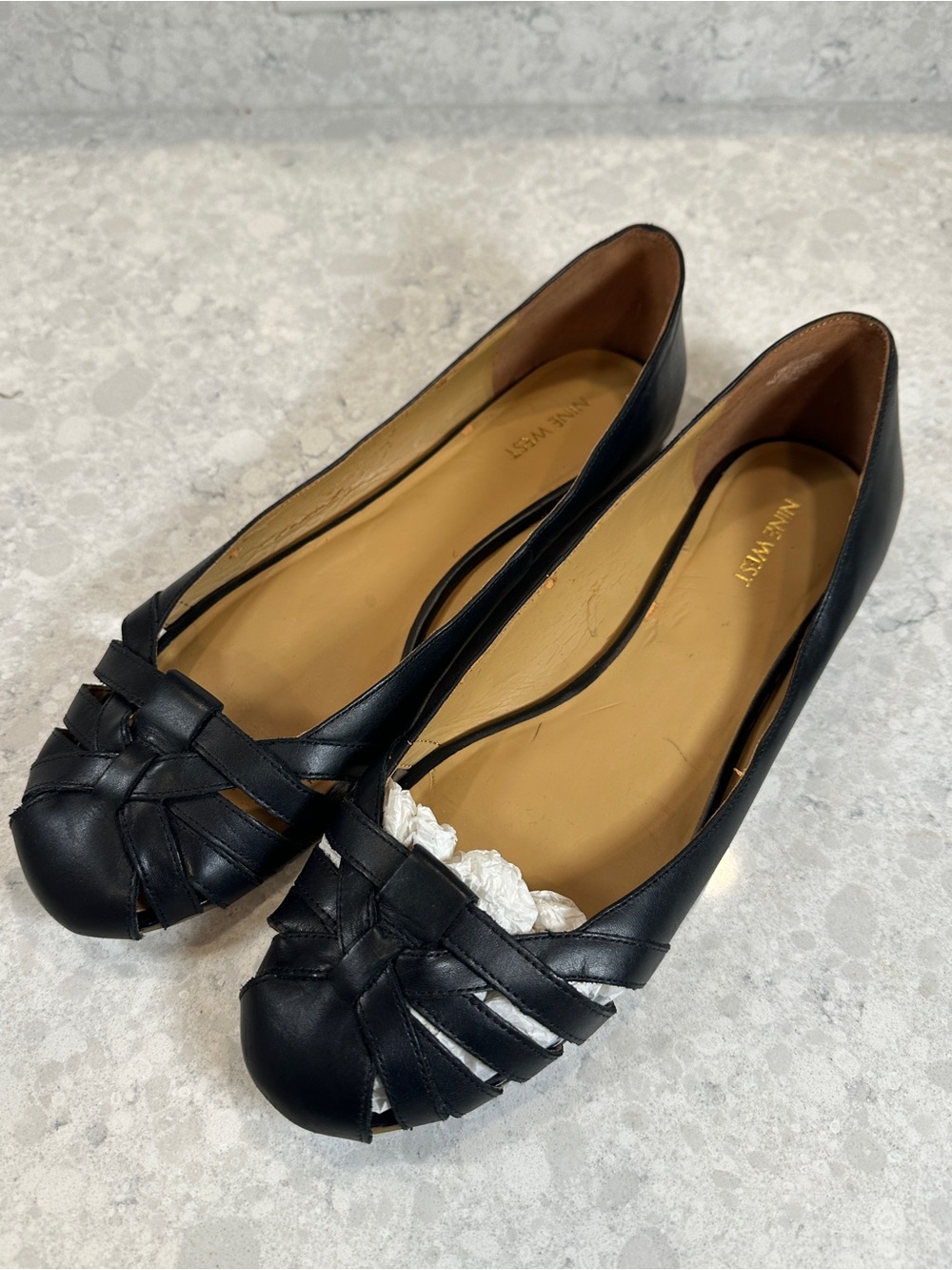 Nine West Black Leather Flats